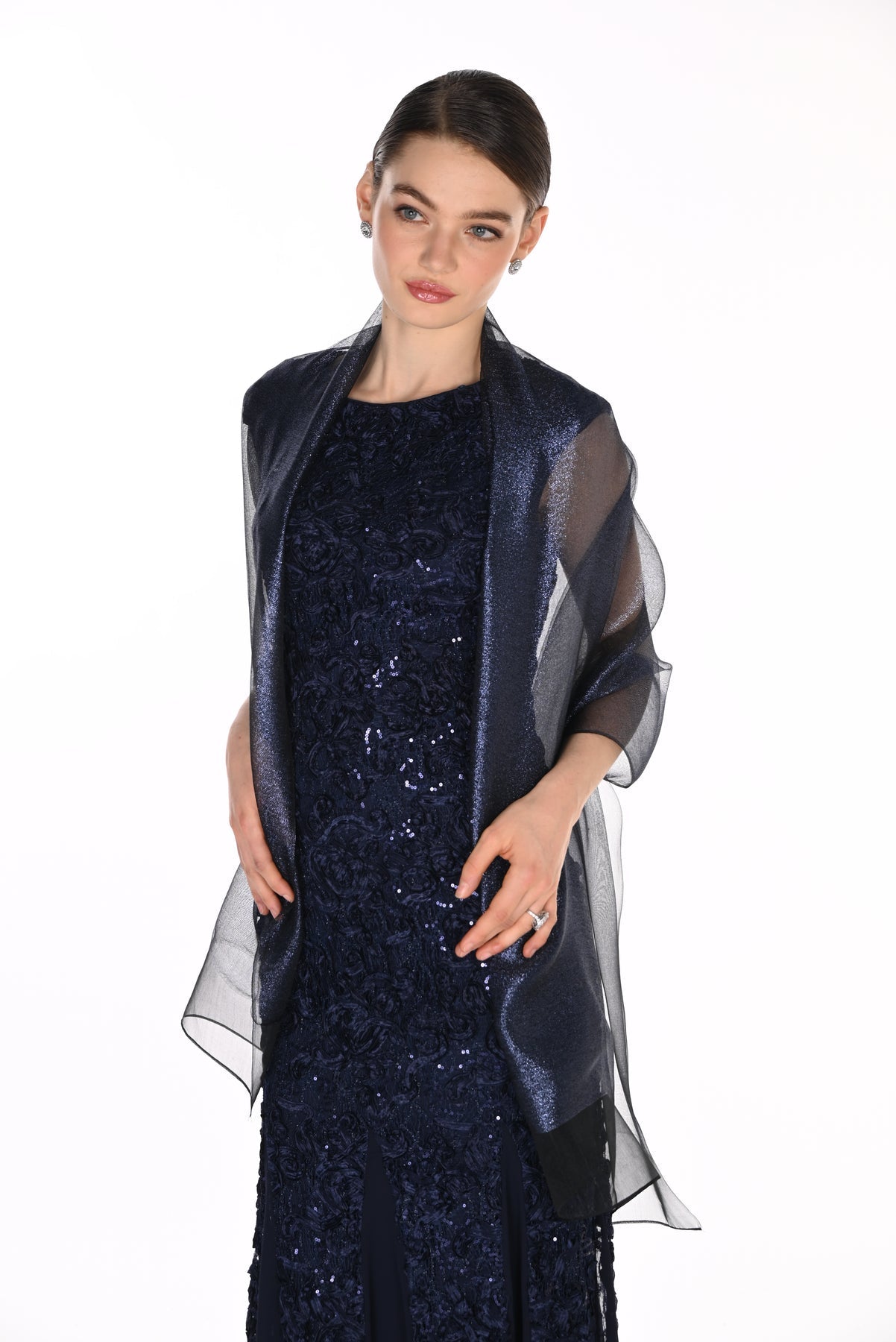 Shimmer Organza Sheer Shawl. Style FLA26960