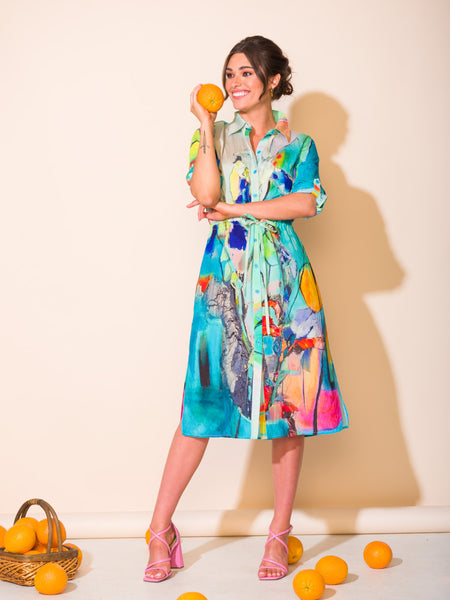 Multi Colour Drawstring Dress. Style ALSA43125