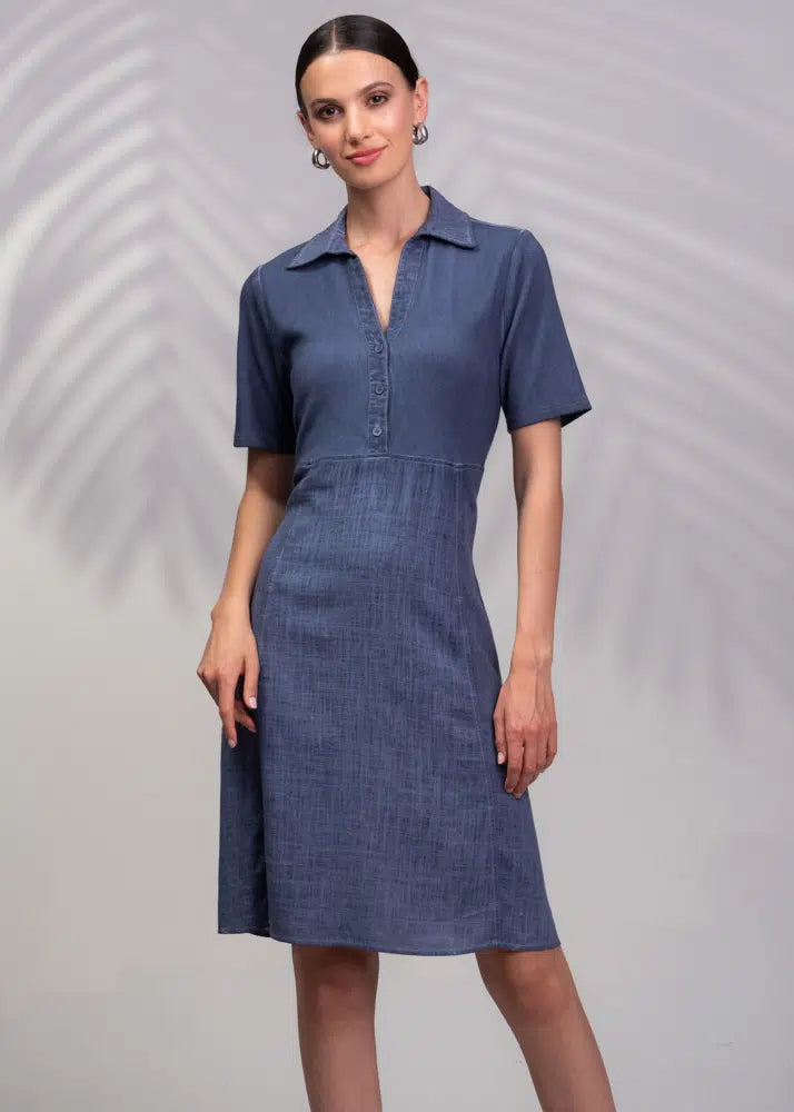 Y-Neck Collared T-Shirt Dress. Style ALSA45015