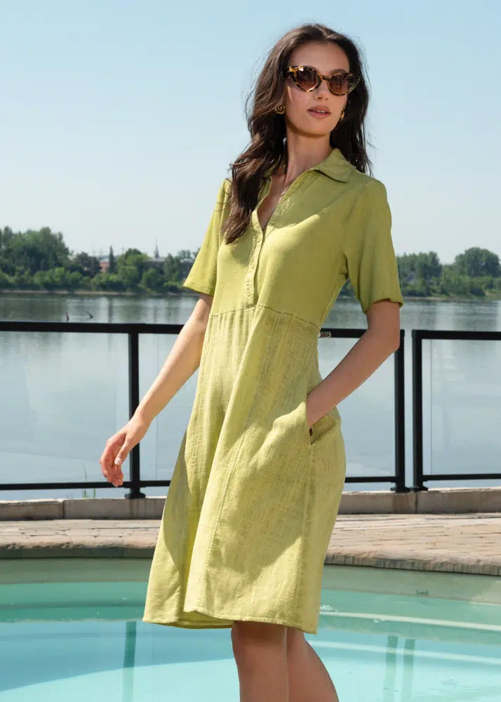 Y-Neck Collared T-Shirt Dress. Style ALSA45015