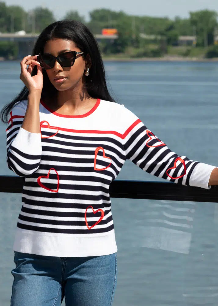 Hearts & Stripes Sweater. Style ALSA45381