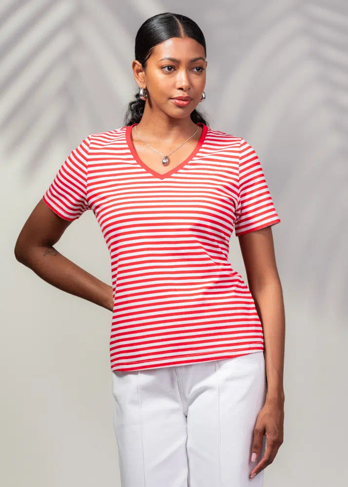 V-Neck Striped T-Shirt. Style ALSA45425