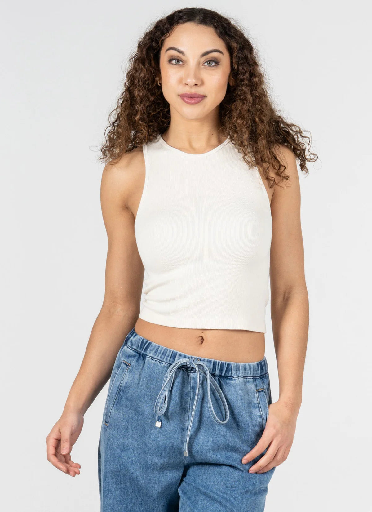 One Size Soft Bamboo Rib Knit Tank. Style CMCEBT1022