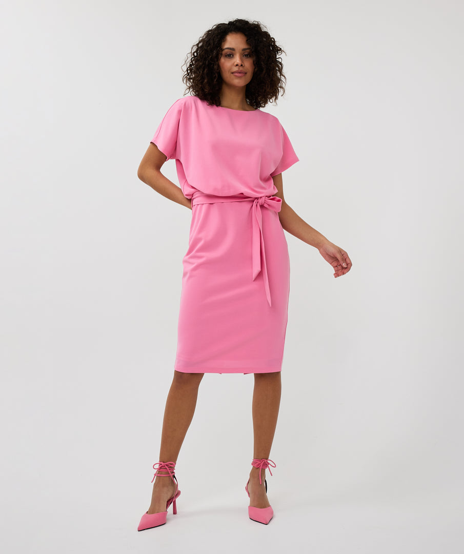 Boat Neck Tie Belt Dress. Style ESQSP2505011