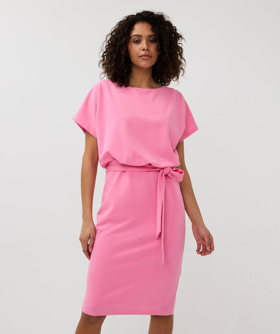 Boat Neck Tie Belt Dress. Style ESQSP2505011
