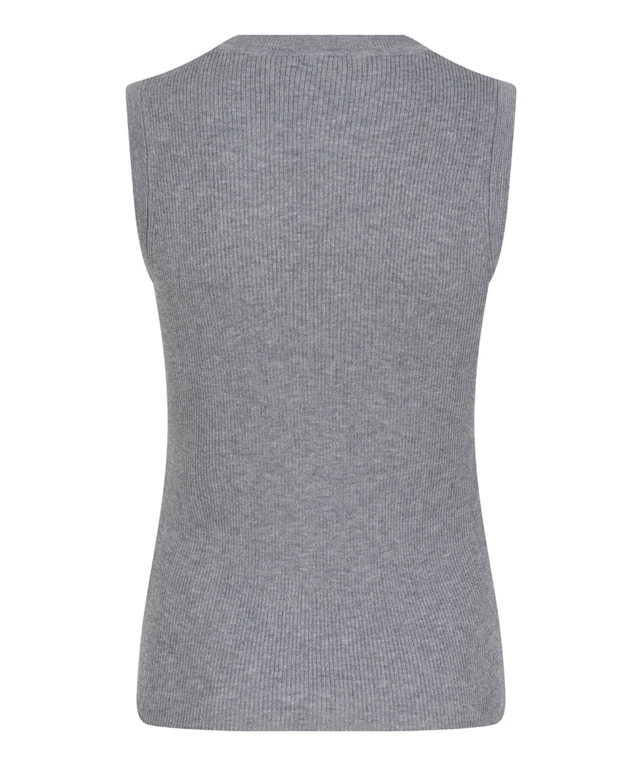 Sleeveless Silver Ribbed Fabric Top. Style ESQ27504