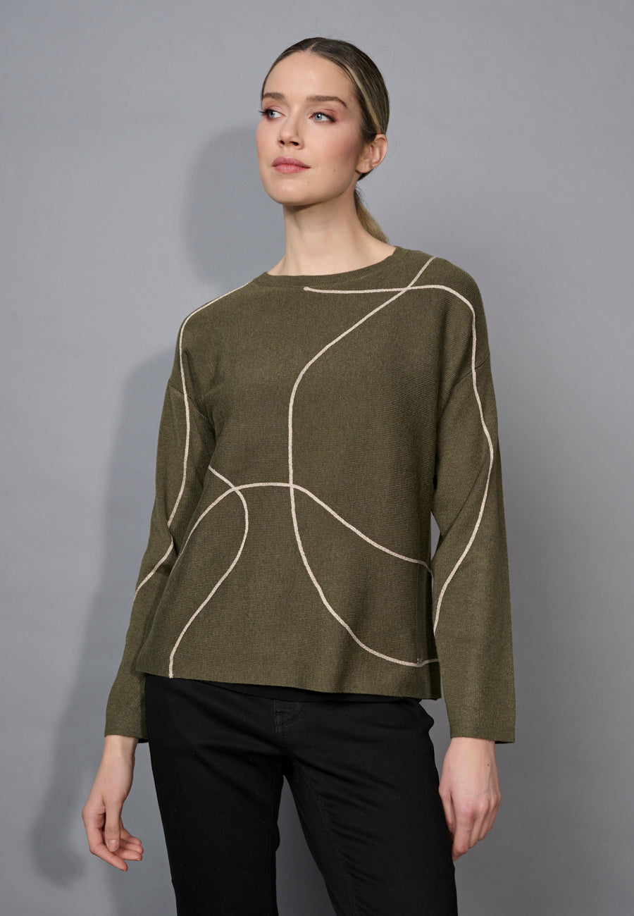 Sparkly Metallic Line Print Long Sleeve Top. Style PYFK211