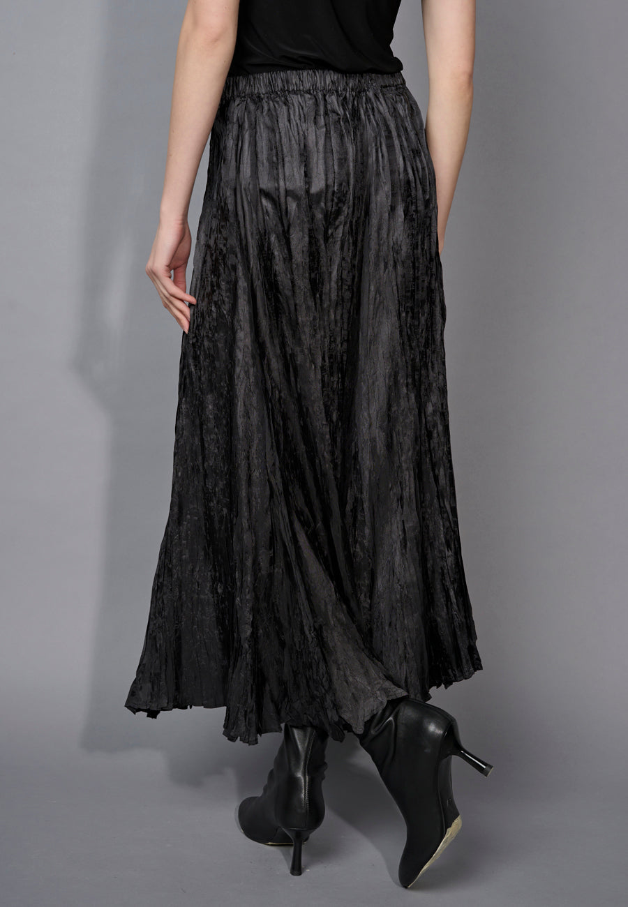 Long Black Crinkle Fabric Skirt. Style PYFM885