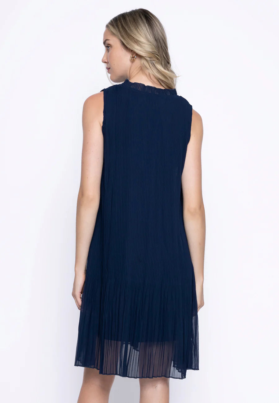 Neck Tie Pleated Mini Dress. Style PYGS607