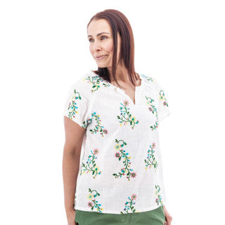 Lorena Floral Split Neck Blouse. Style AVJ27115AP