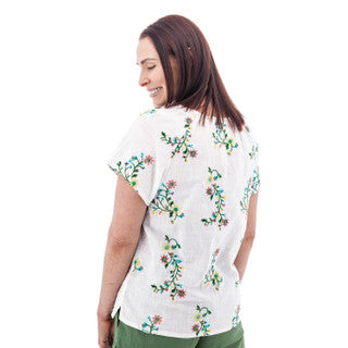 Lorena Floral Split Neck Blouse. Style AVJ27115AP