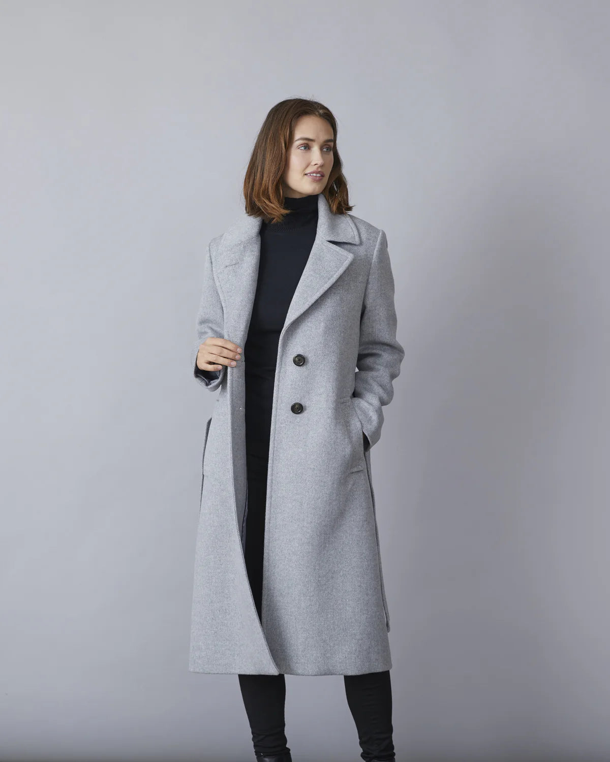 Kylie Notched Collar Wool Blend Coat. Style JUN1615