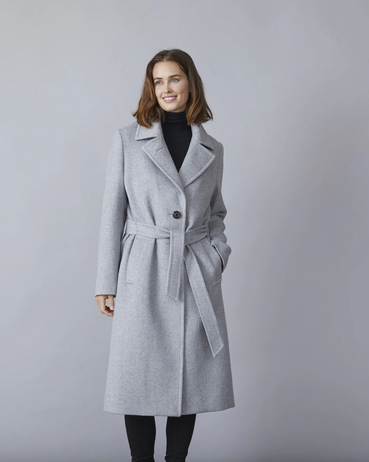 Kylie Notched Collar Wool Blend Coat. Style JUN1615