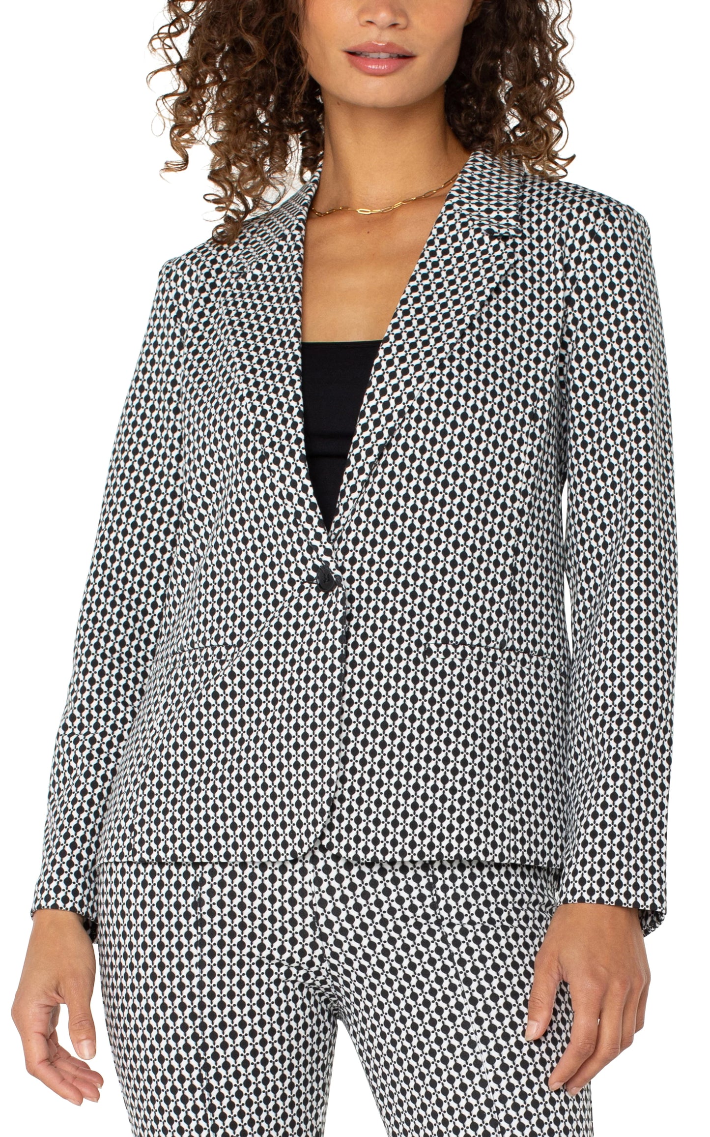 Batik Printed Single Button Blazer. Style LVLM1601M42P96