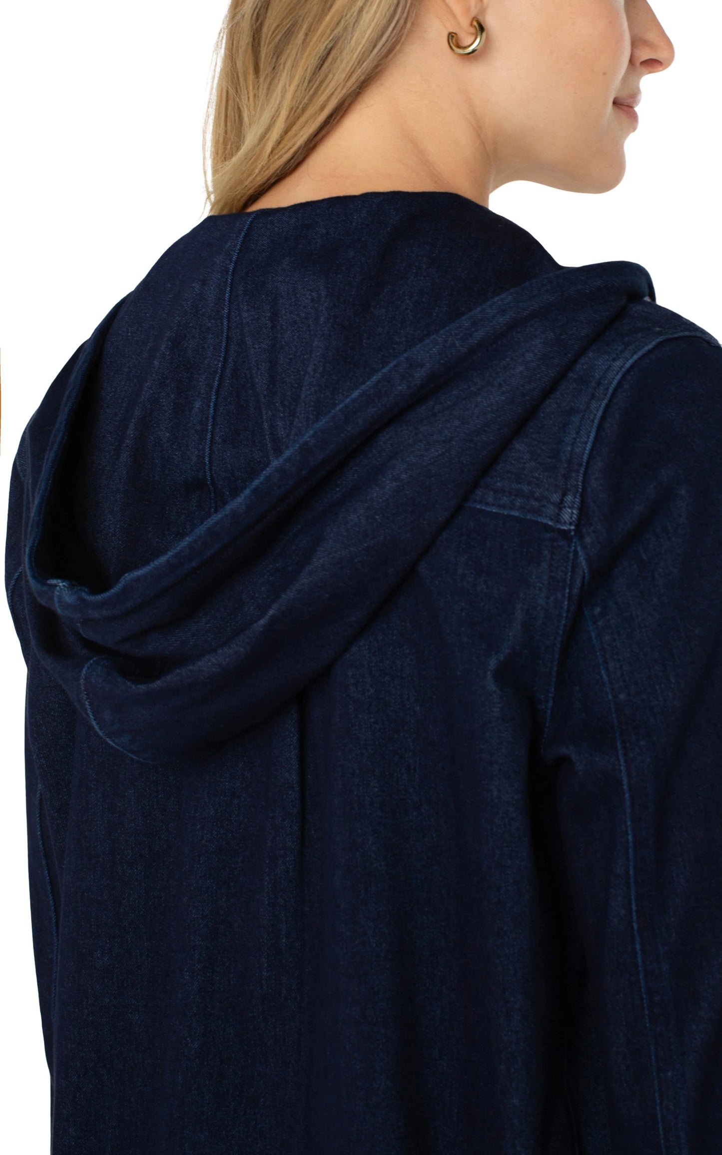 Soft Denim Hooded Jacket. Style LVLM1B40FK2