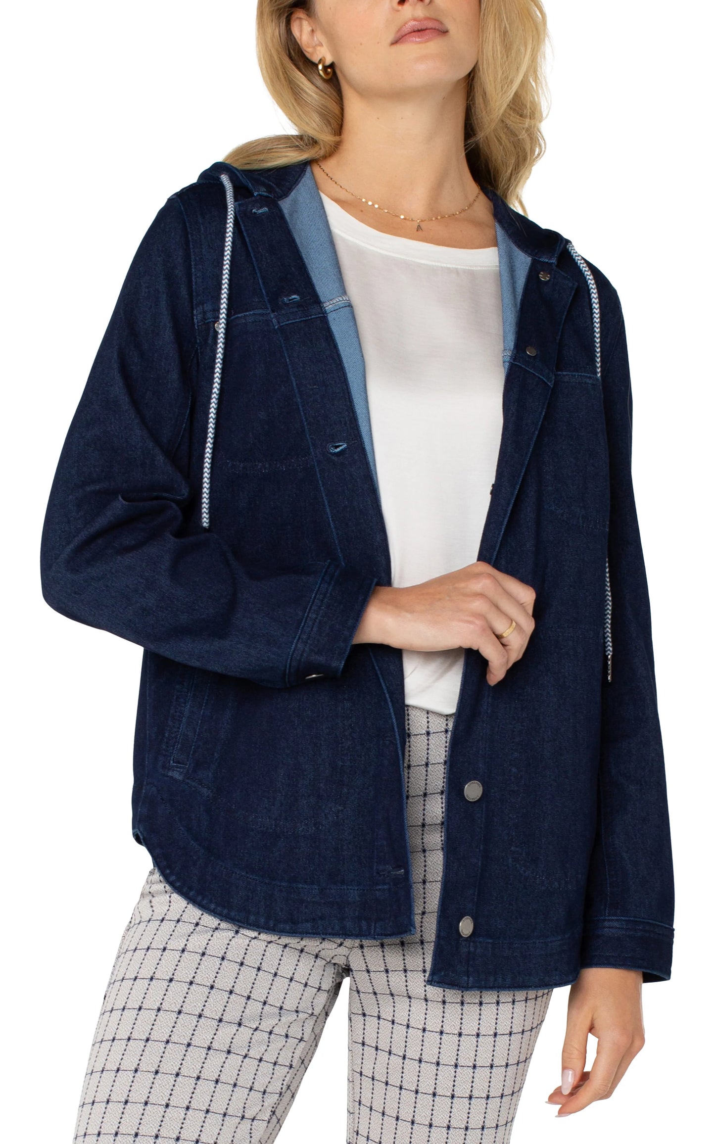 Soft Denim Hooded Jacket. Style LVLM1B40FK2