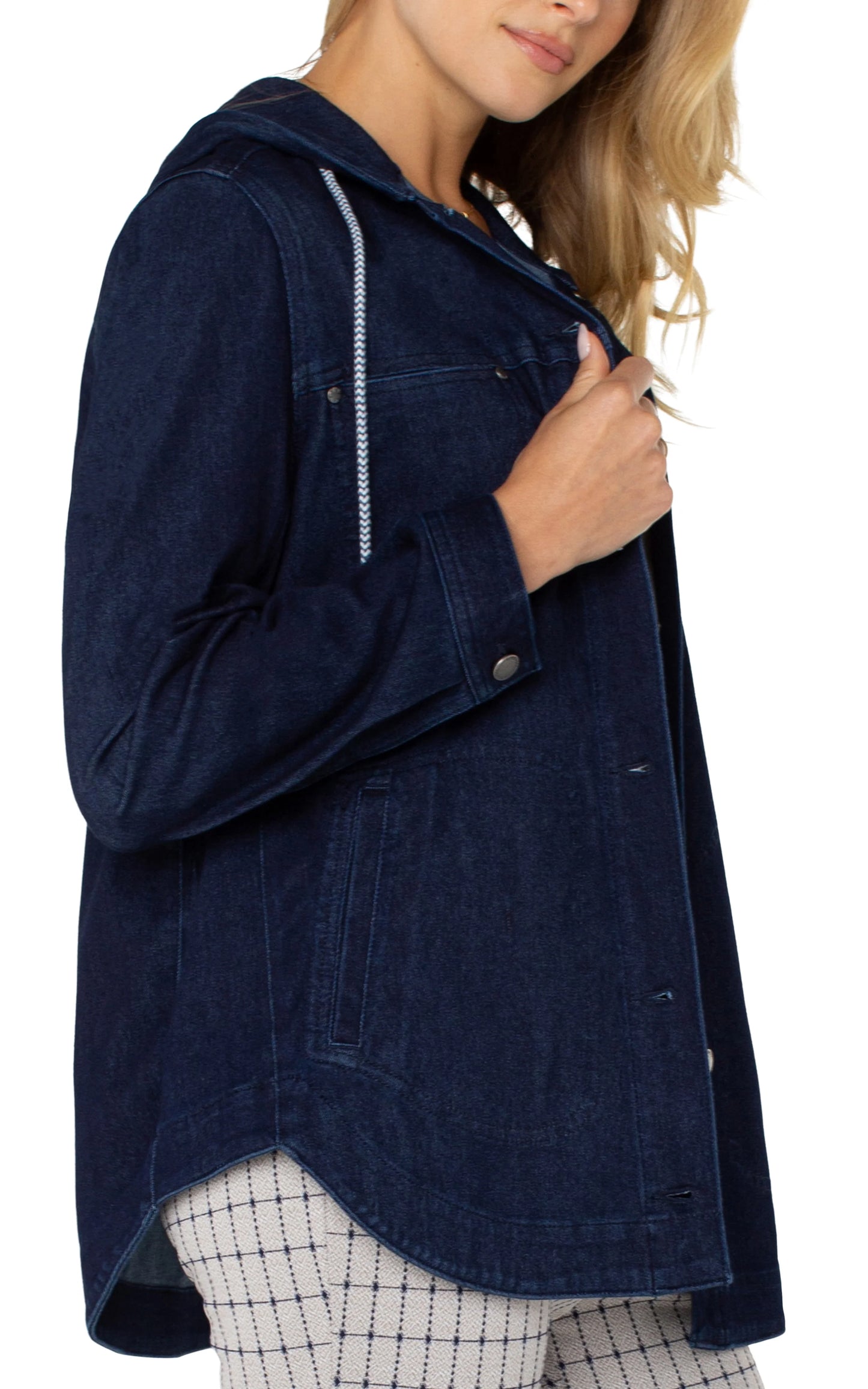 Soft Denim Hooded Jacket. Style LVLM1B40FK2