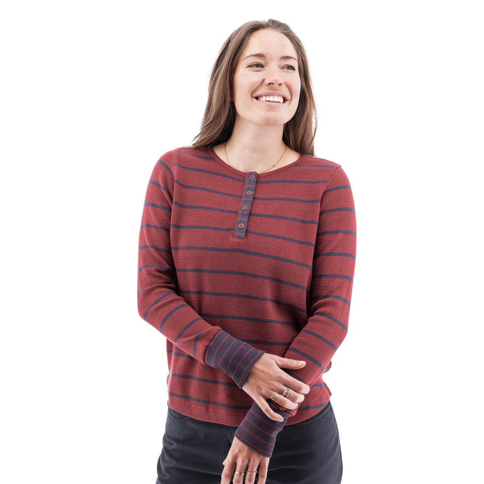 Striped Long Sleeve Henley Top. Style AVM13357XWF5