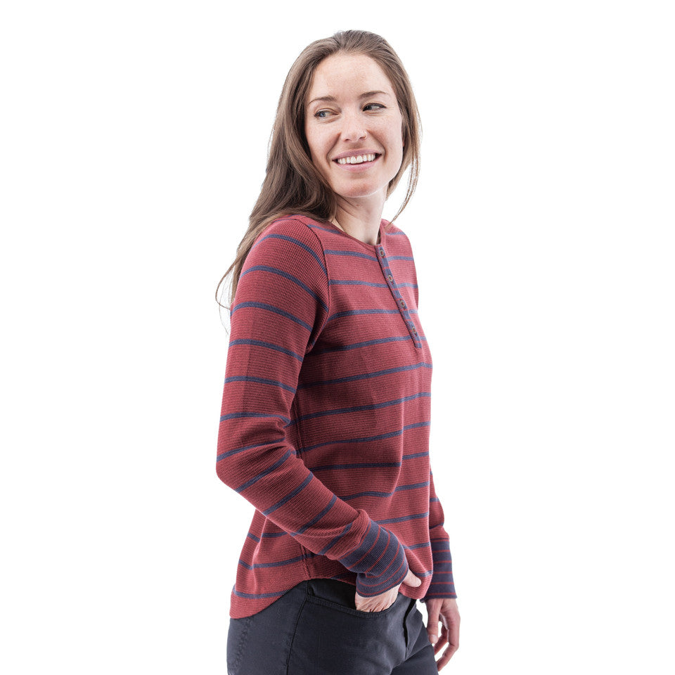 Striped Long Sleeve Henley Top. Style AVM13357XWF5