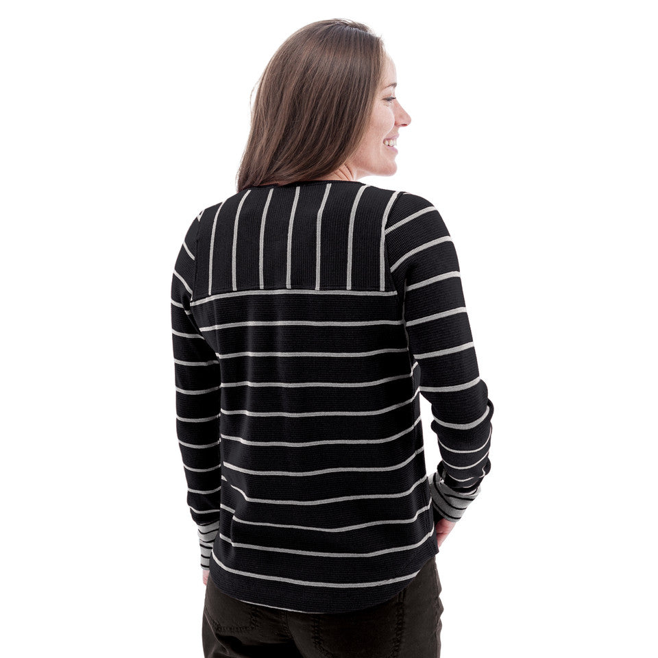 Striped Long Sleeve Henley Top. Style AVM13357XWF5