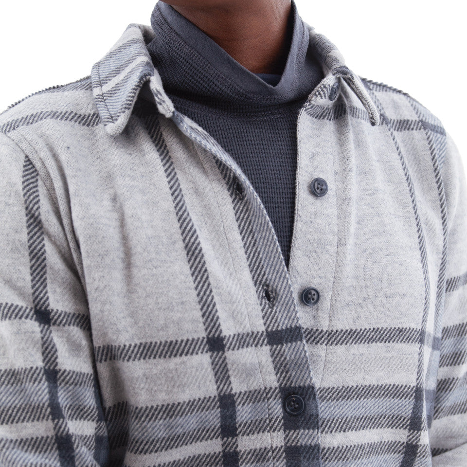 Button-Up Plaid Boyfriend Shirt. Style AVM18332CY