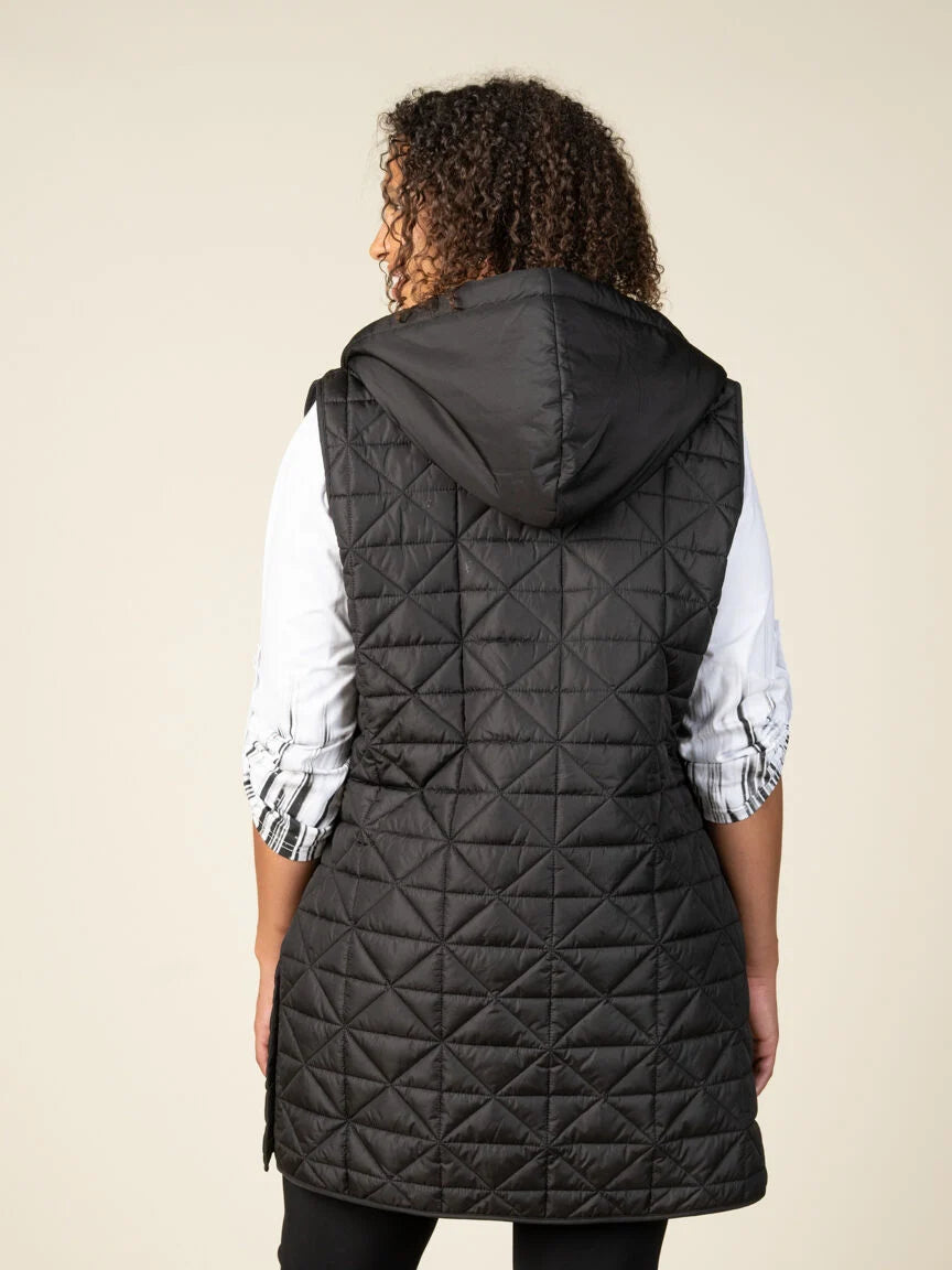 Lightweight Quilted Fabric Longer Length Vest. Style MIWL2595V