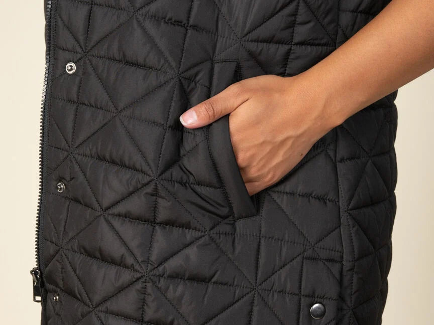 Lightweight Quilted Fabric Longer Length Vest. Style MIWL2595V