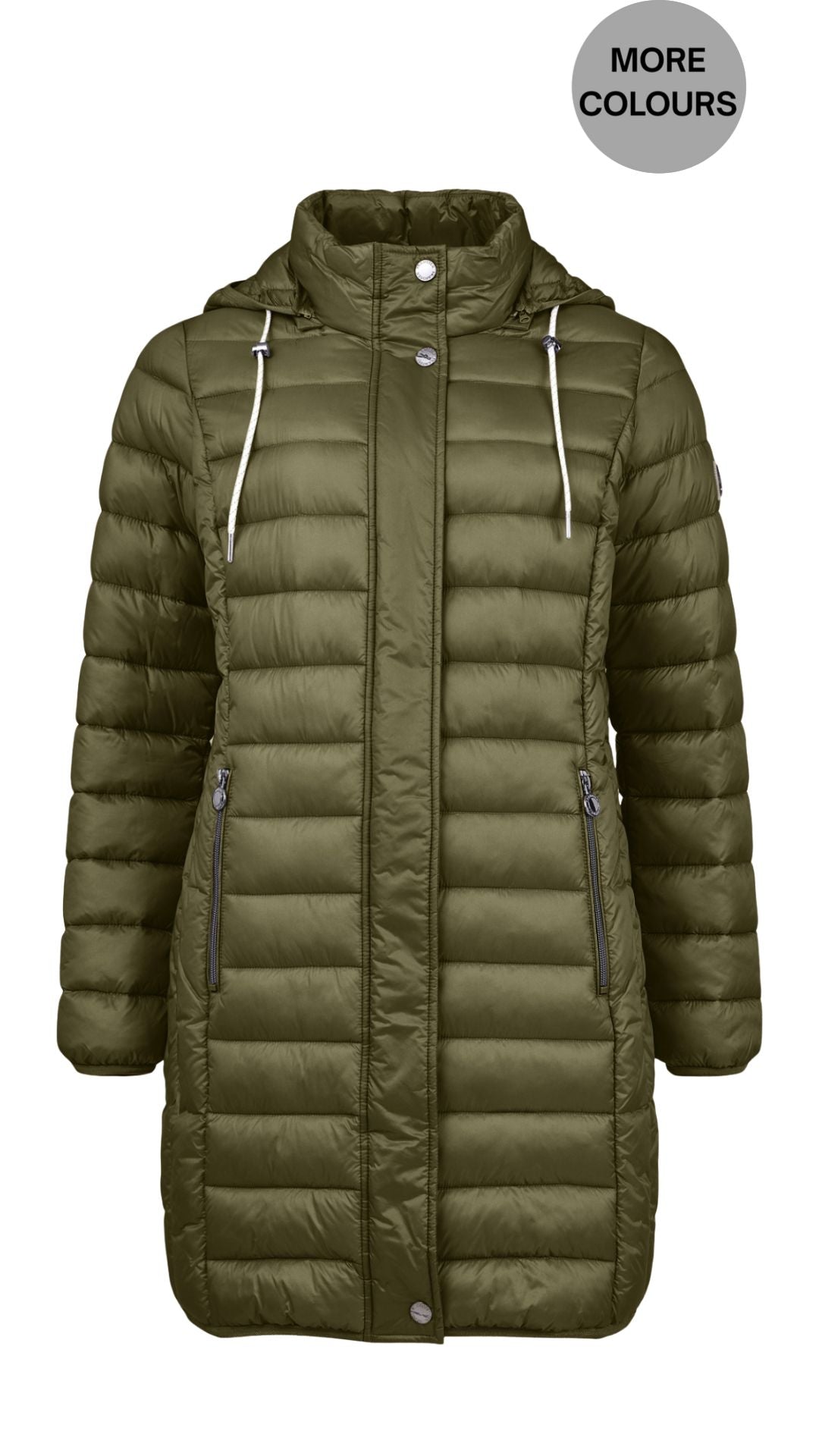 Mid Length Removable Hood Quilted Outerwear. Style FR103