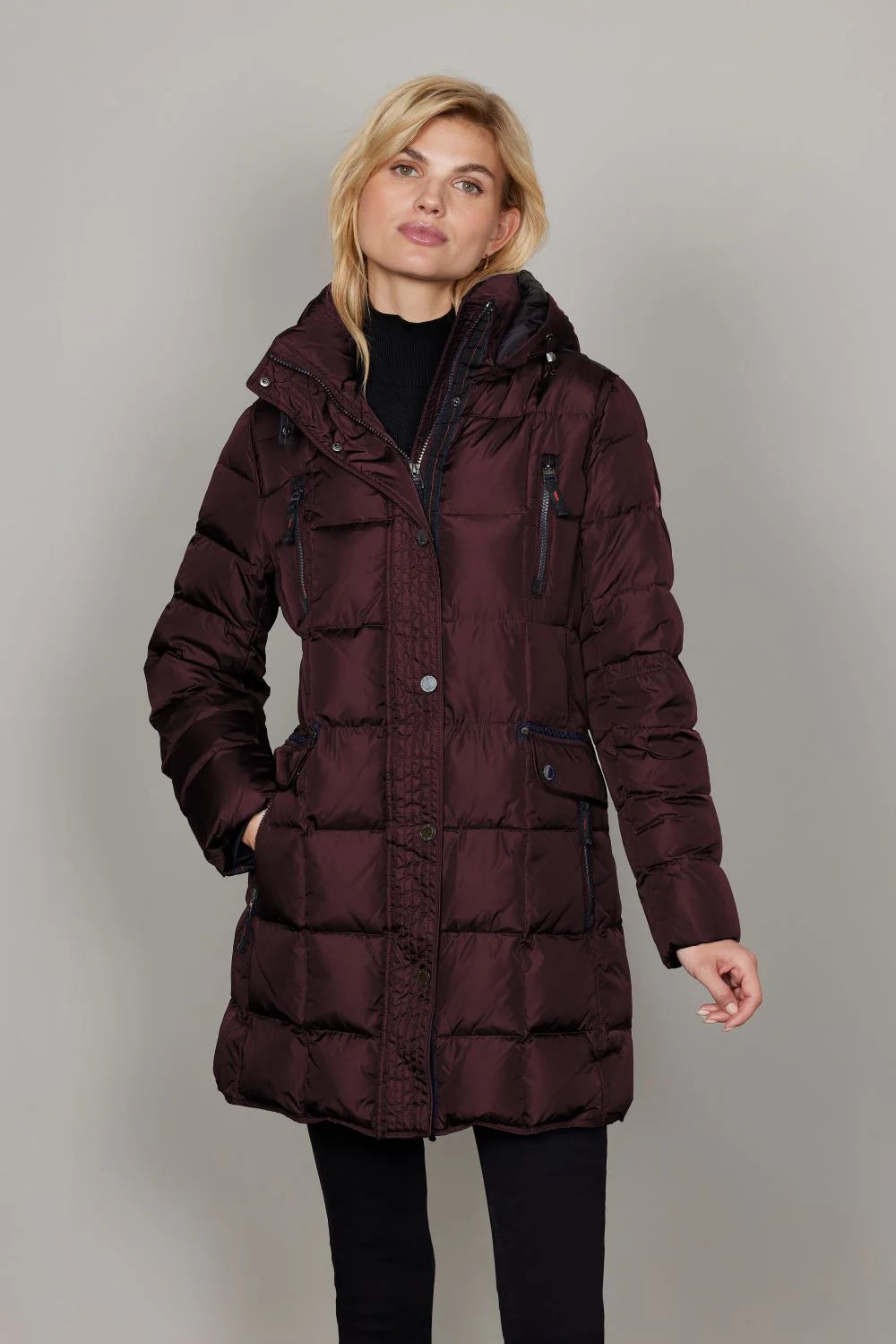 Removable Hood Back Zip Puffer Jacket. Style JUN2160-65