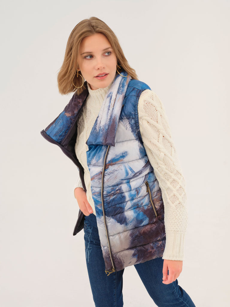 Zip Front Chunky Collar Puffer Vest . Style DOLC75853