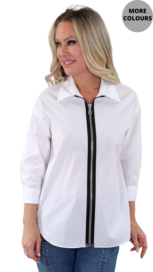 Zip Front Stretch Top. Style MT25S2822