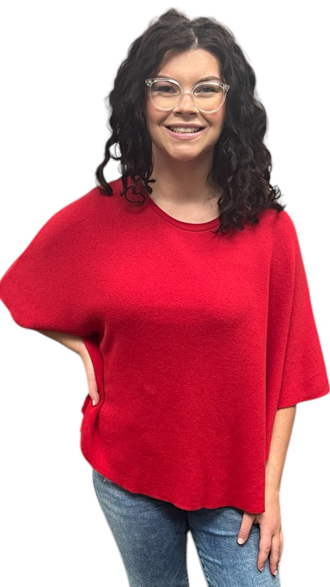 One Size Pointed Hem Knit Capelet. Style PH22277