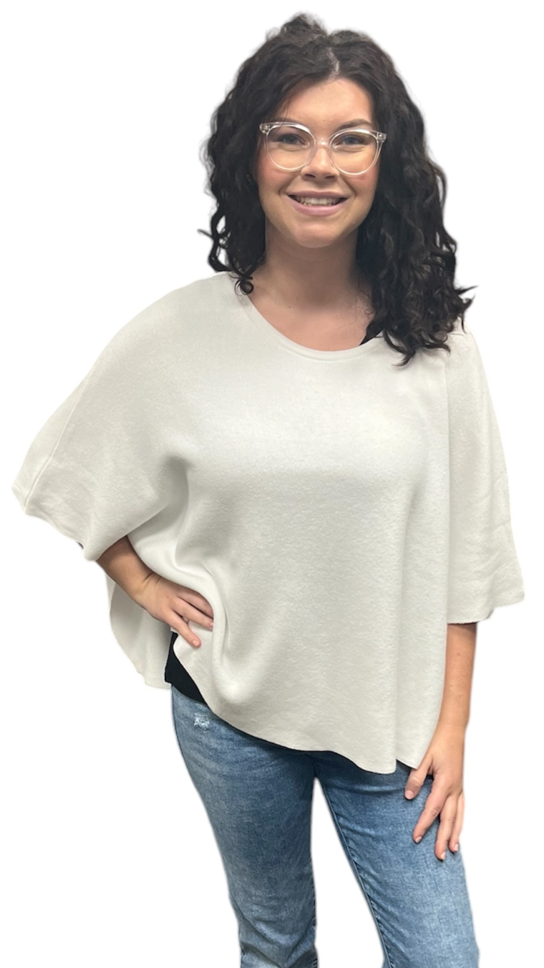 One Size Pointed Hem Knit Capelet. Style PH22277