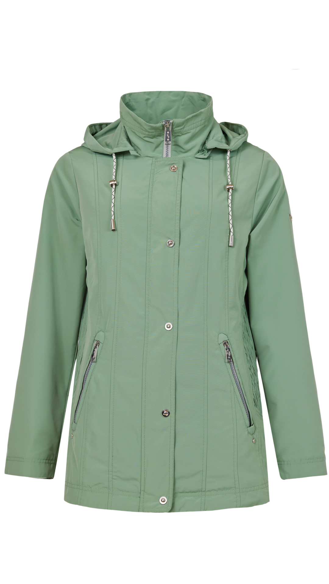Side Gather Detachable Hood Spring Jacket. Style FR820