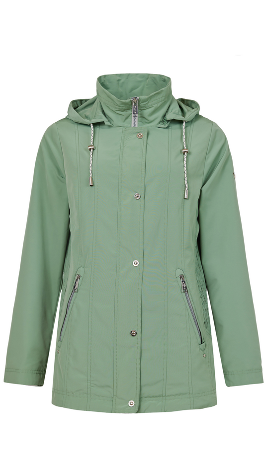 Side Gather Detachable Hood Spring Jacket. Style FR820