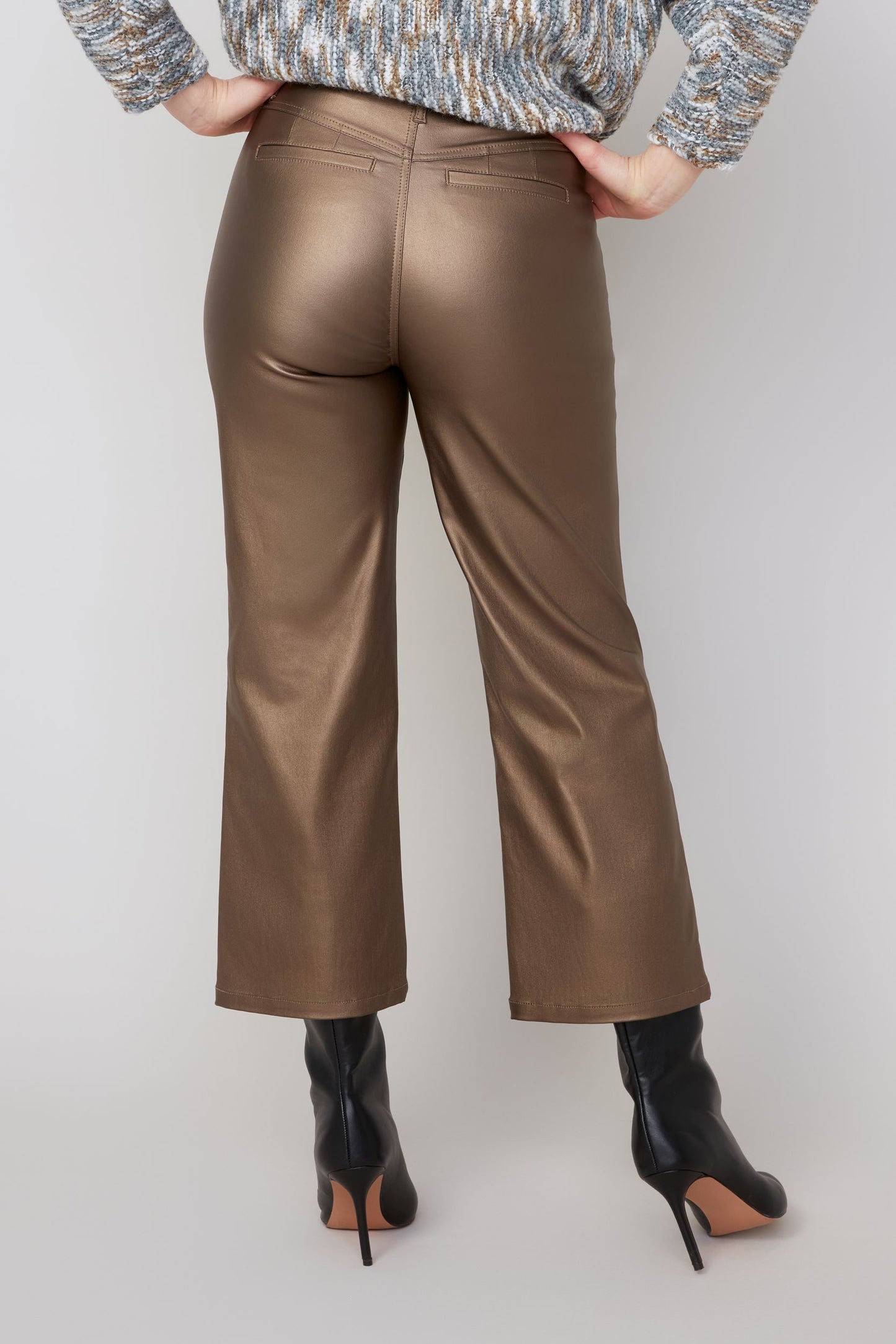 Metallic Wide Leg Cropped Pant. Style REN11037-E3054
