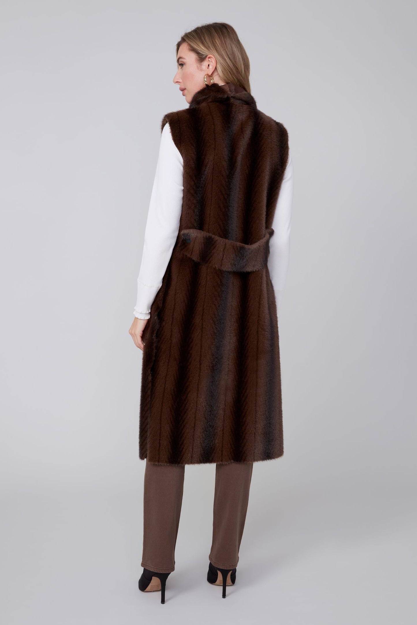 Open Front Long Length Fur Vest . Style REN3925-E3068