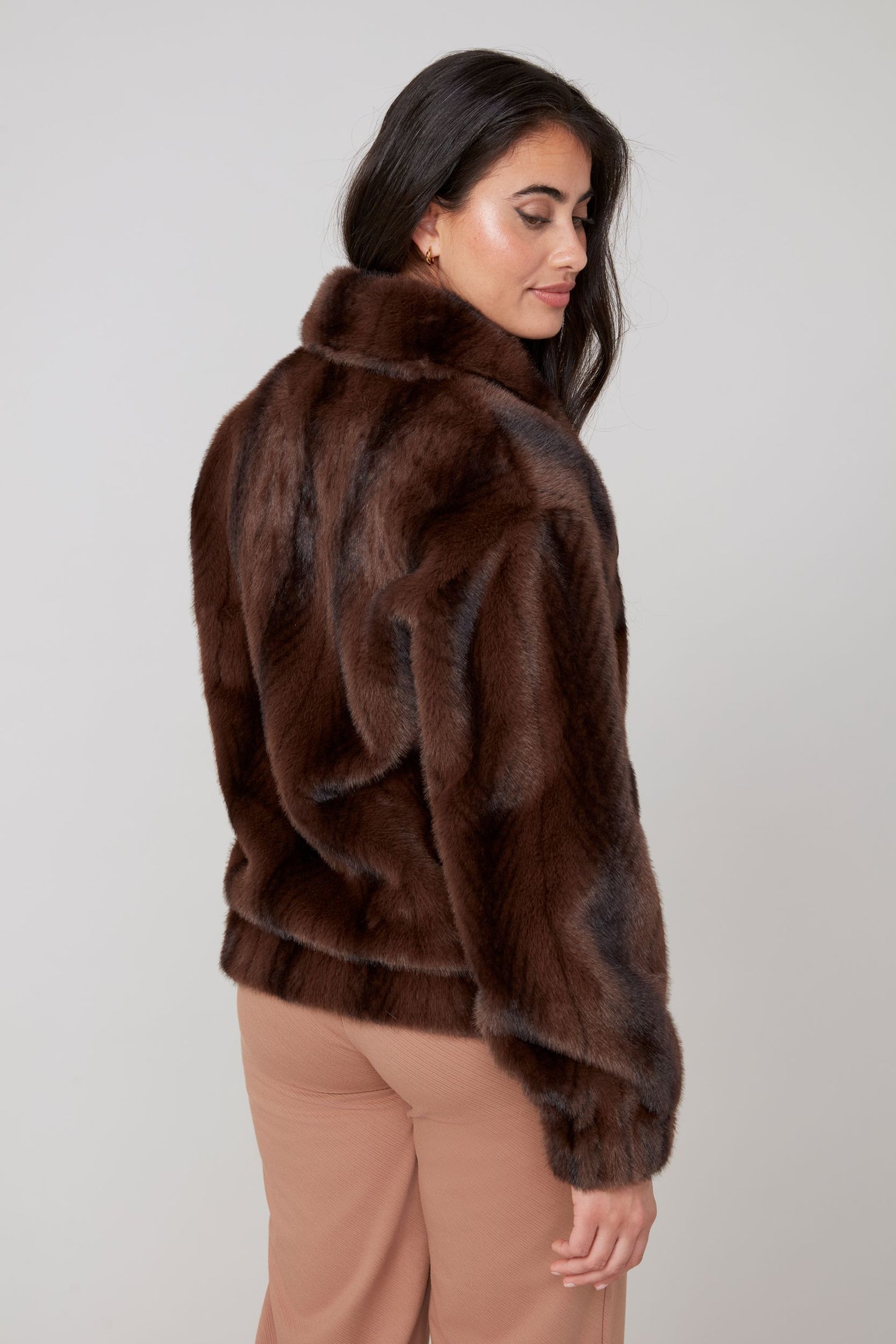 Chunky Collar Elastic Hem & Cuff Fur Jacket. Style REN3929-E3068
