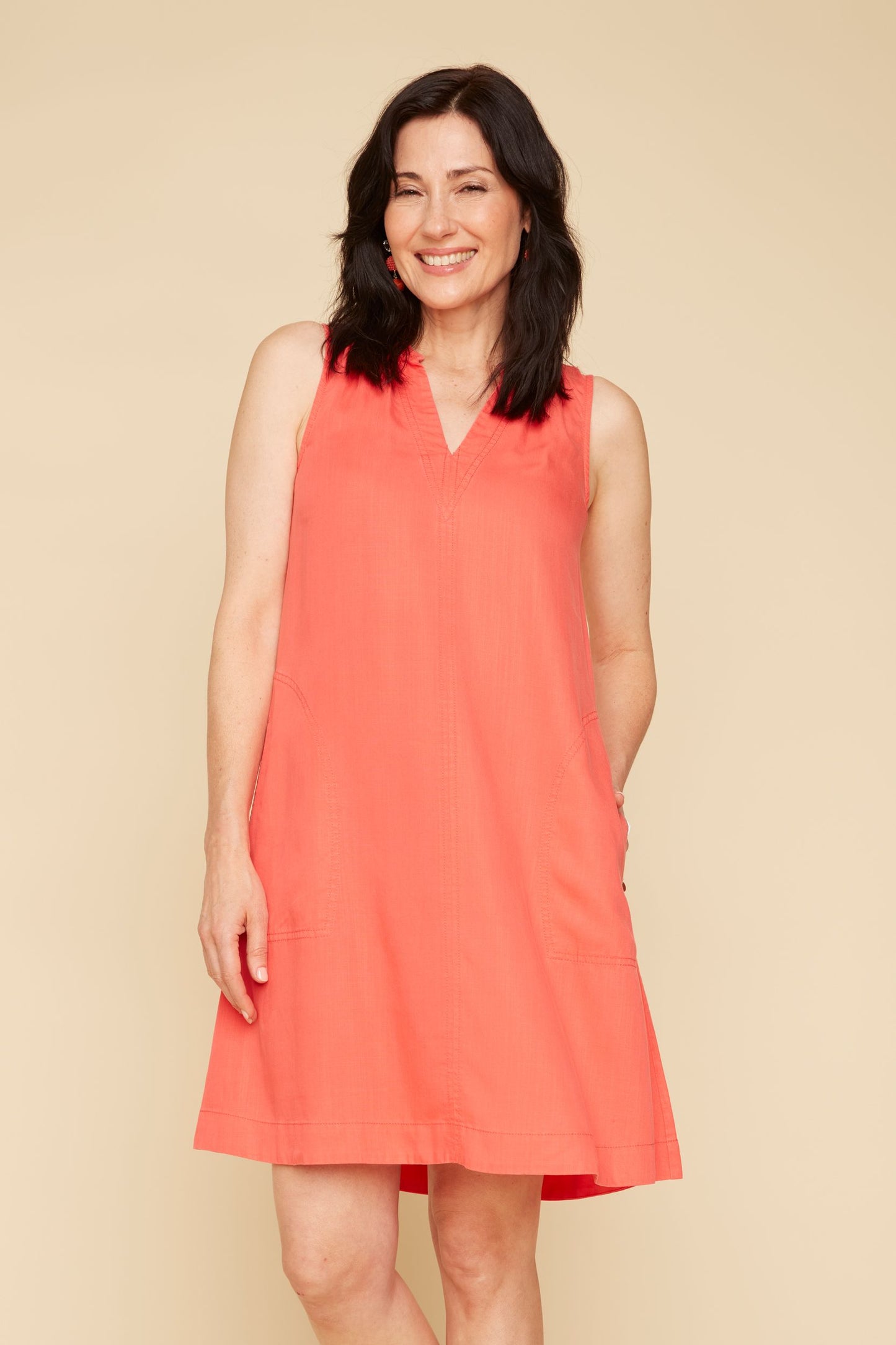 A-Line Sleeveless Pocket Dress. Style RENR4336-E2142