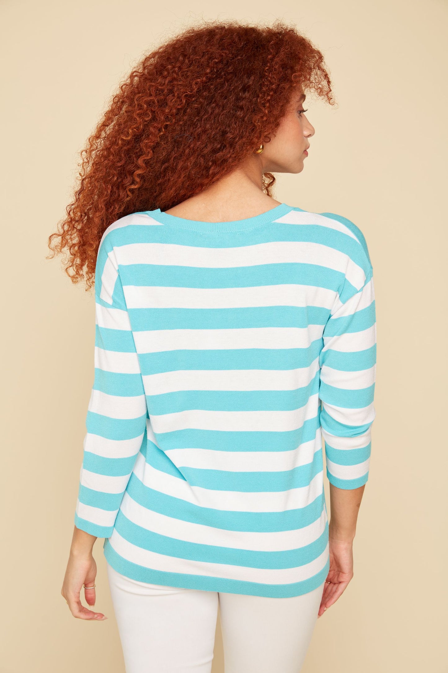 Striped & Polka Dot Lightweight Sweater. Style RENR6926-3956