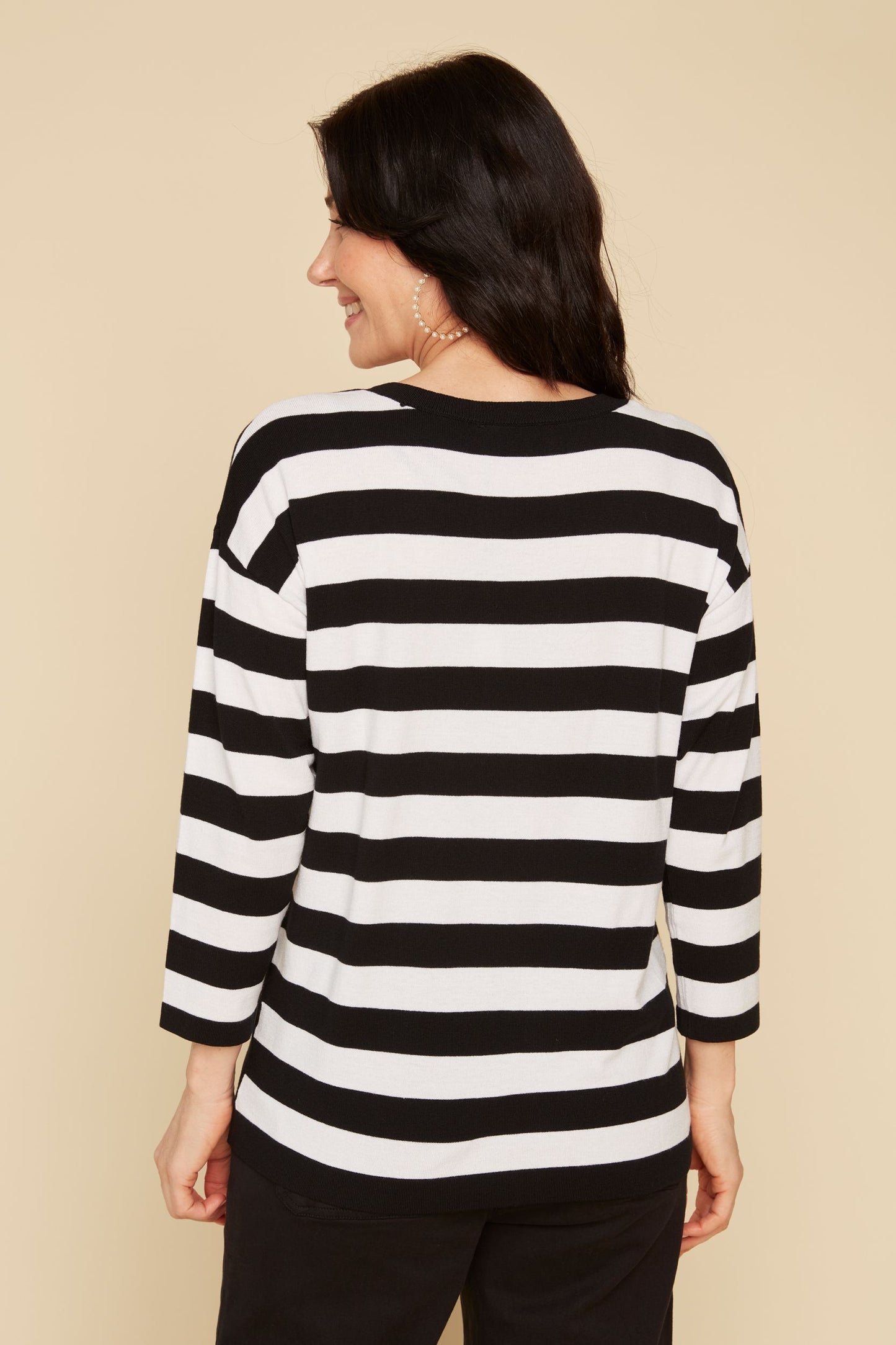 Striped & Polka Dot Lightweight Sweater. Style RENR6926-3956