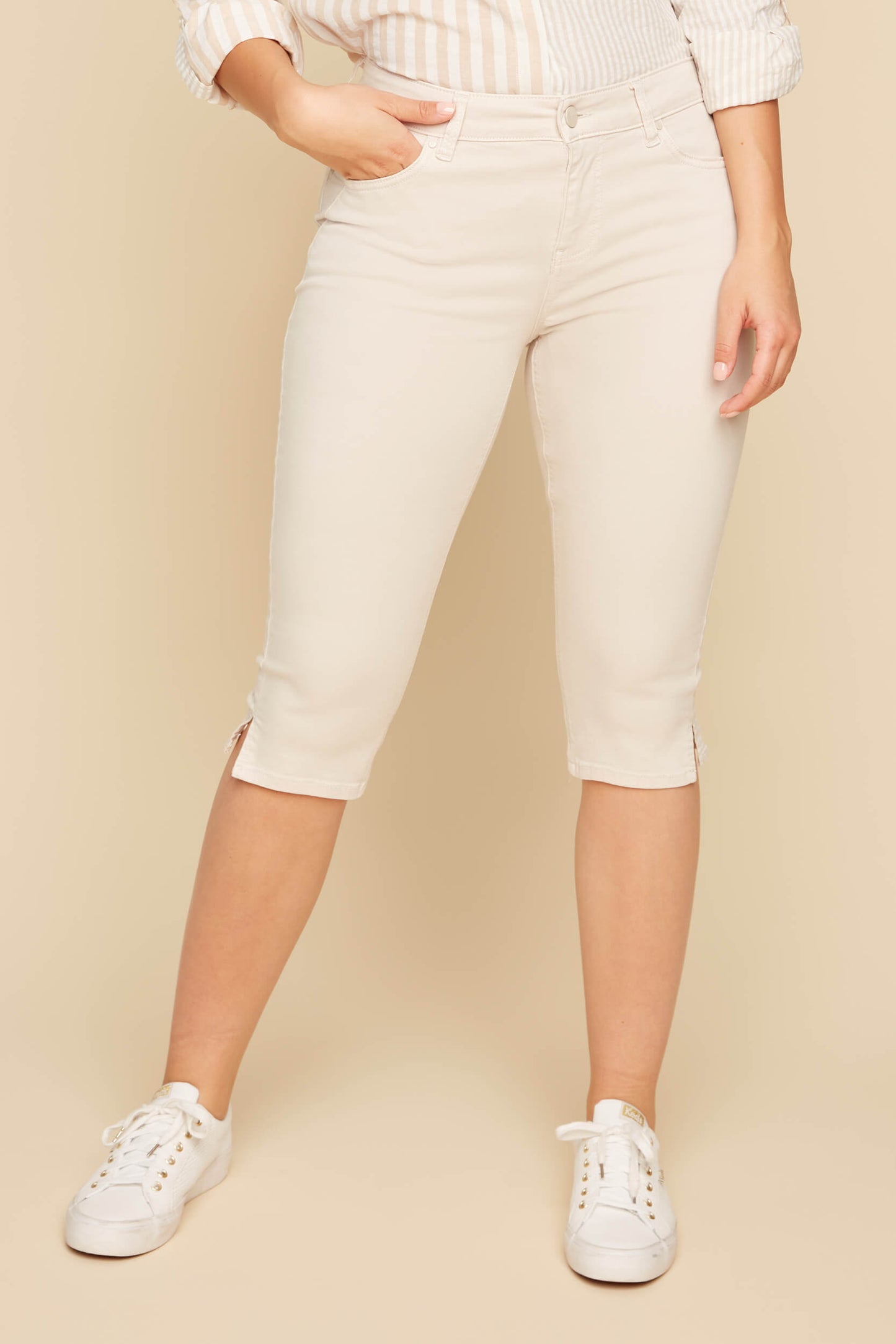 Luxe Tencel Straight Leg Capri. Style REN8107-E2008S