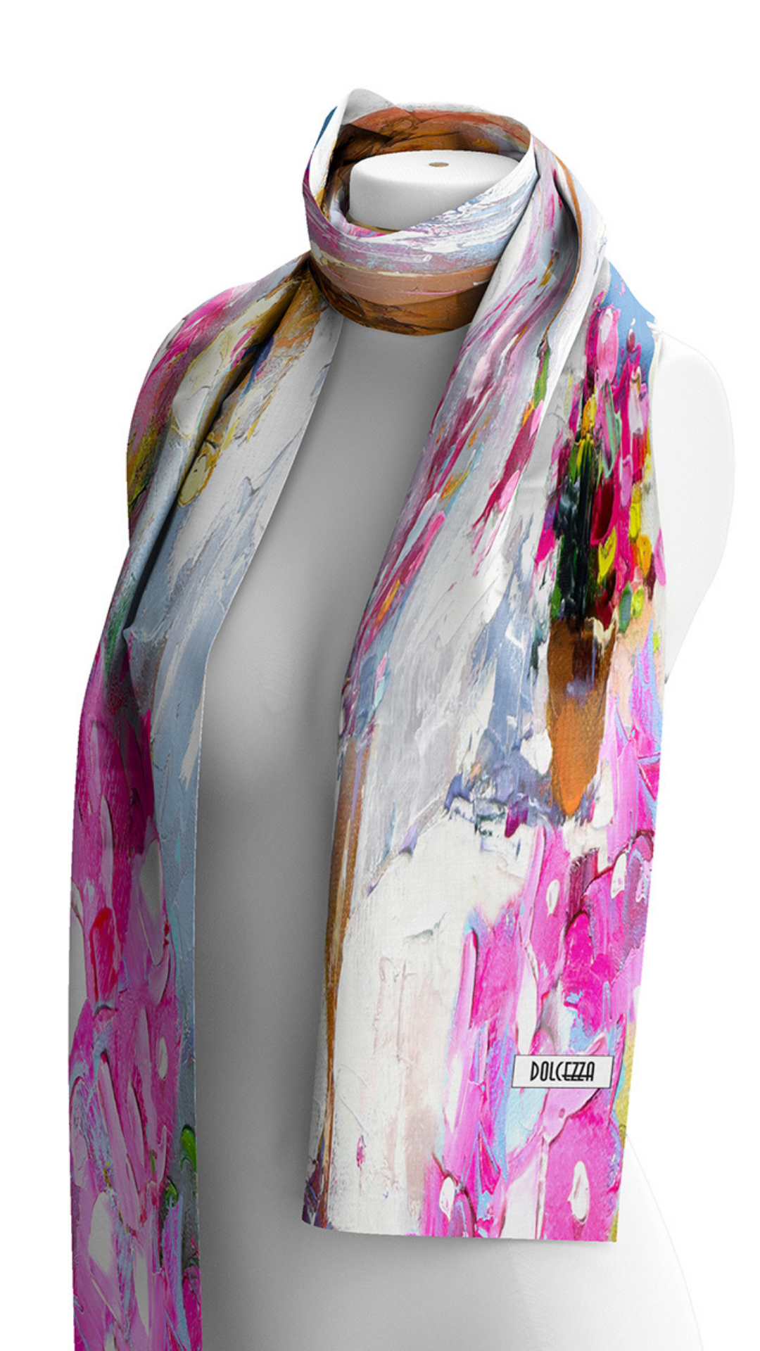 "Summer in Santorini" Artist Print Scarf. Style DOLC26901