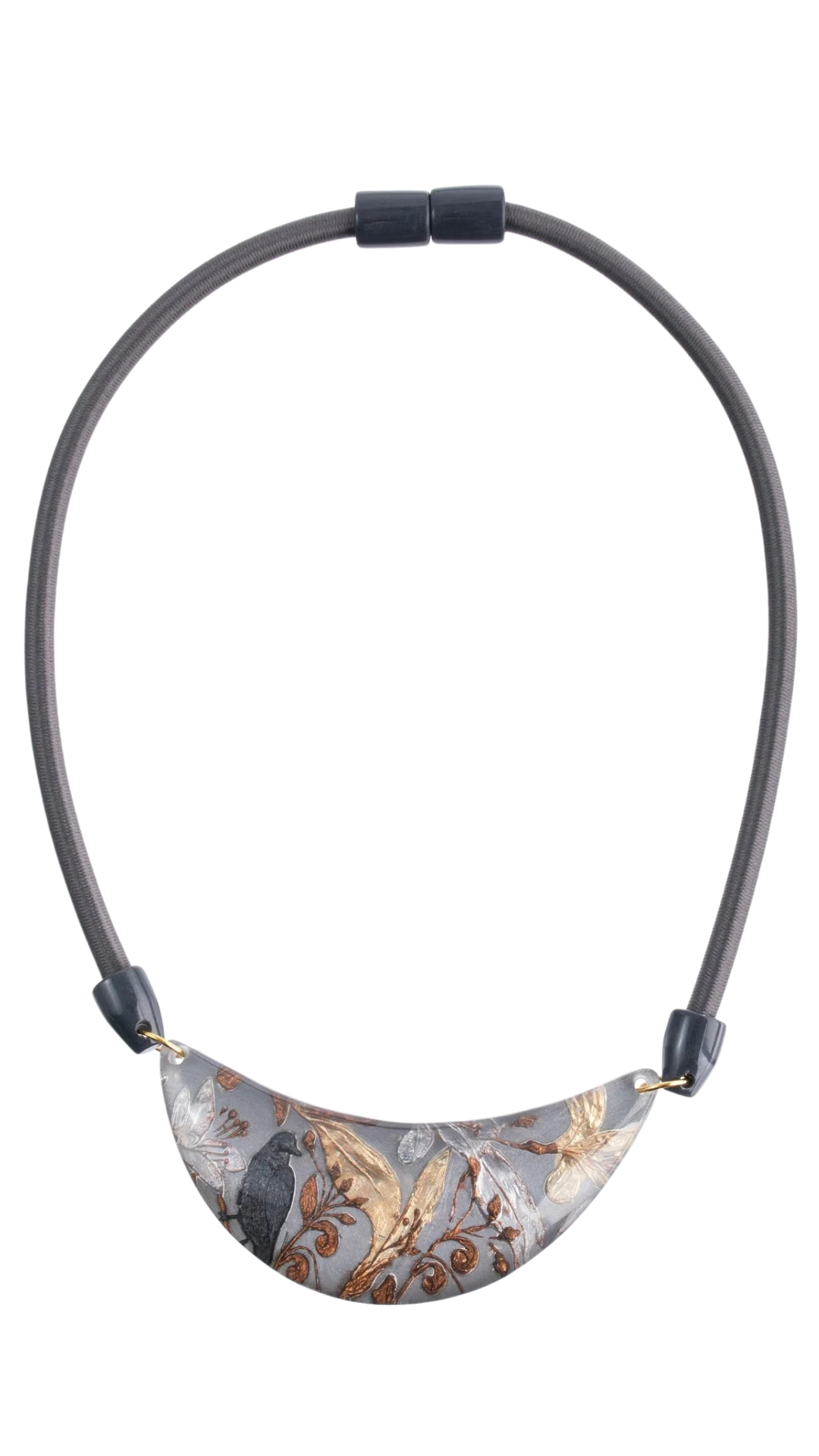 Helena 1 Bead Collection - Bird Print Half Moon Shaped Pendant. Style 4470150ANTHQ01