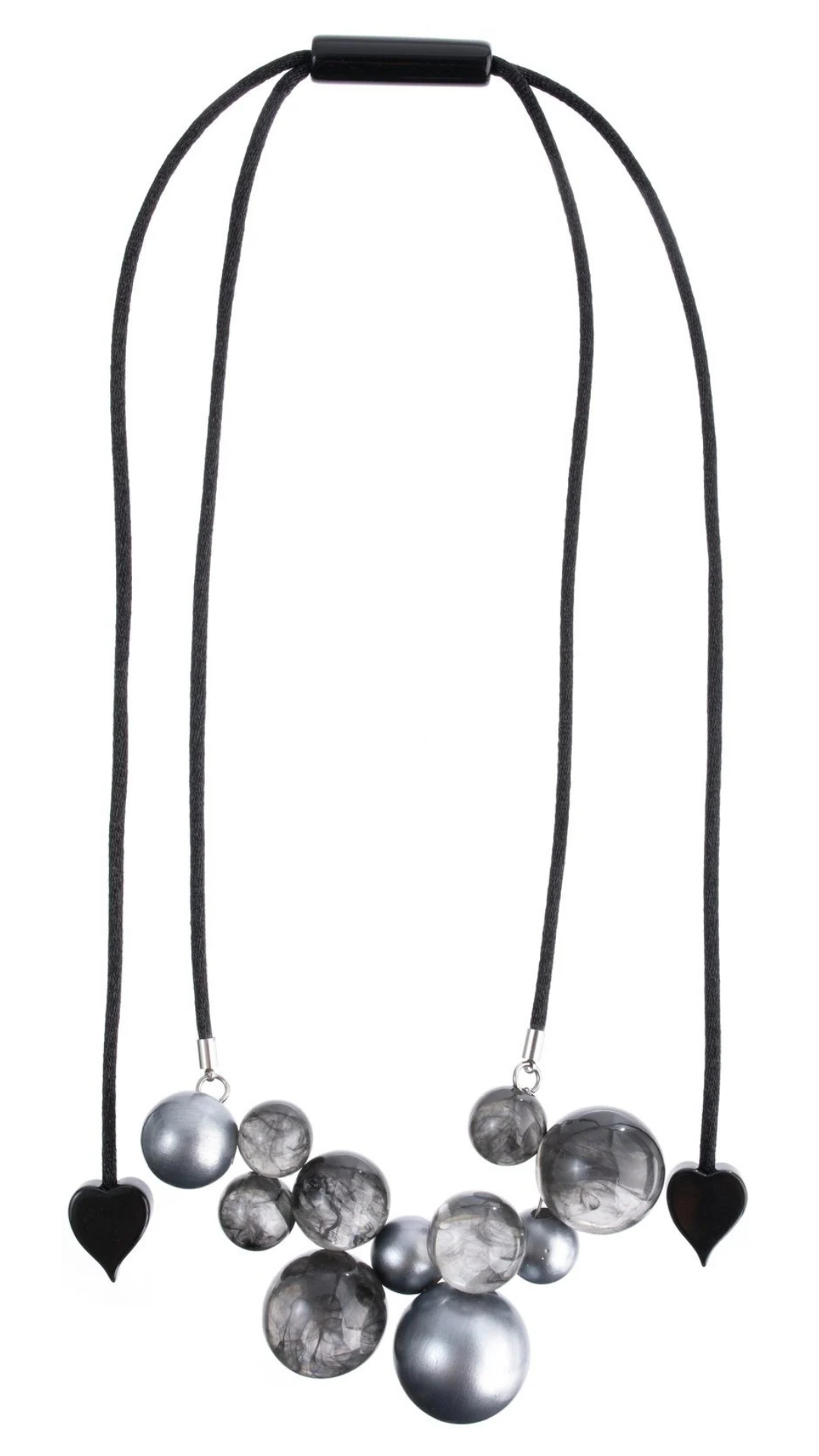 Isla 11 Bead Collection - Silver and Charcoal Swirl Beads Necklace. Style 4460102GREYQ11