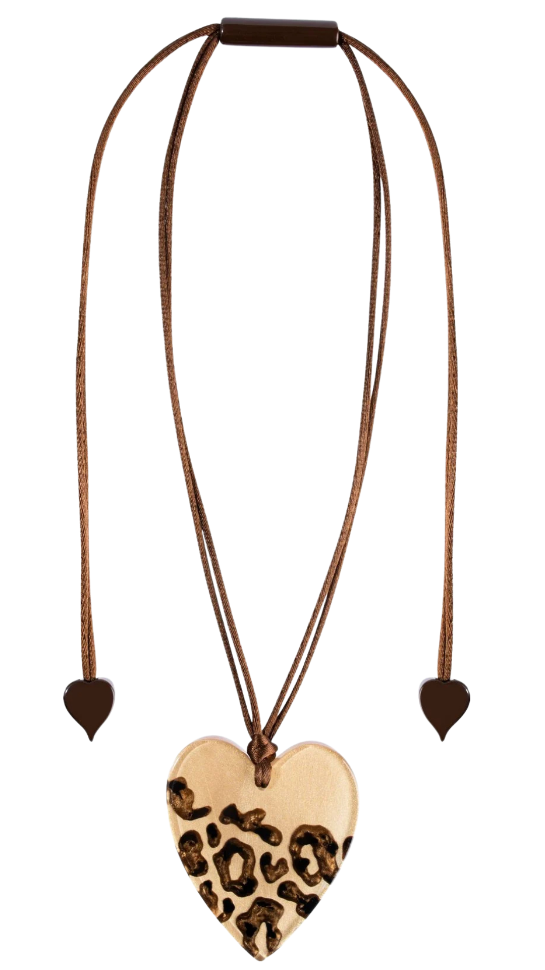 Autumn Heart Collection - Gold & Leopard Print Heart Pendant Necklace. Style 8450201LEOPQ00
