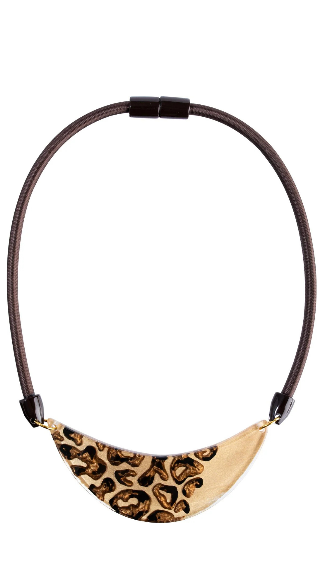Autumn Heart Collection - Leopard Print Half Moon Pendant Necklace. Style 8450150LEOPQ01