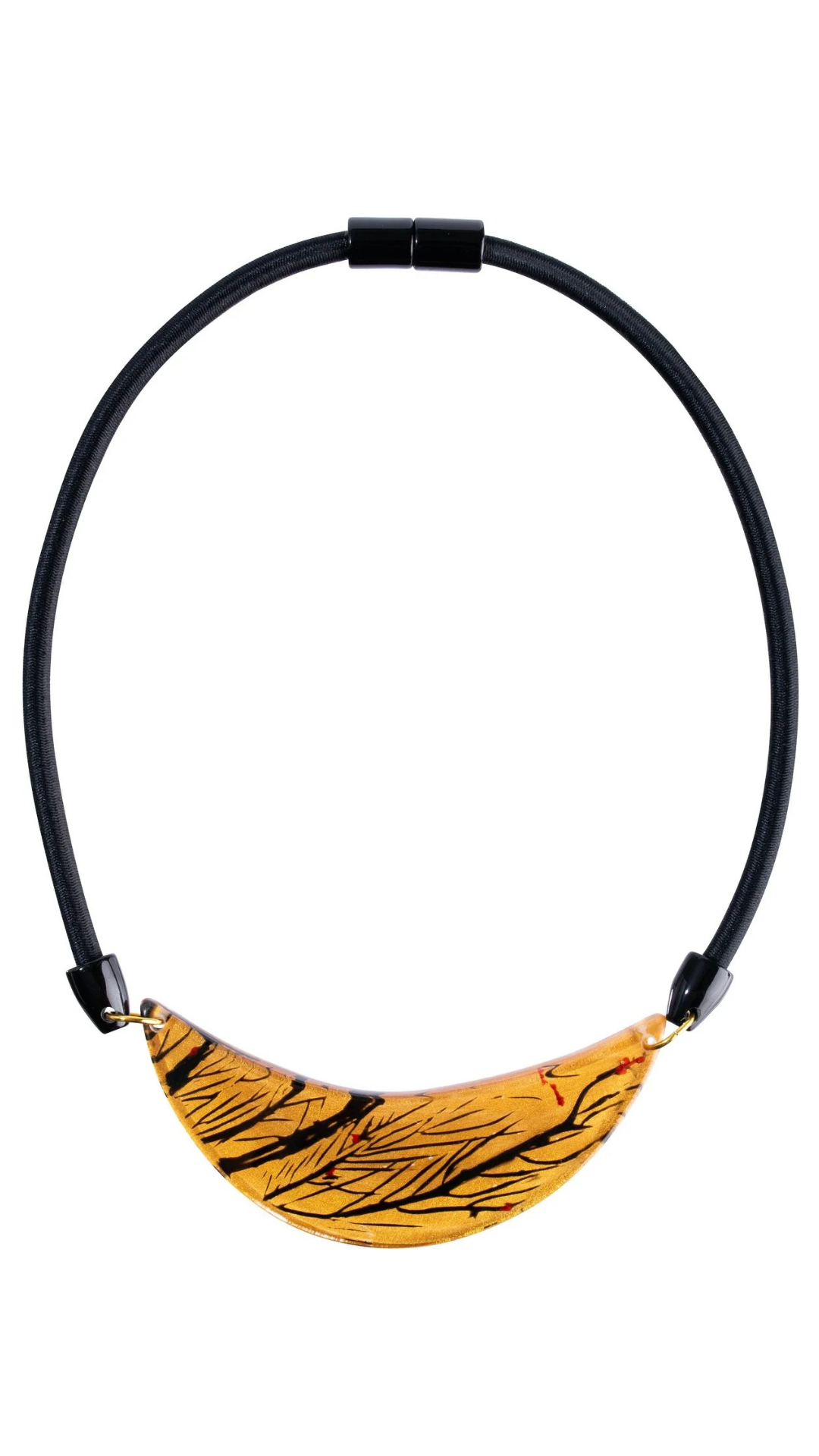 Autumn Heart Collection - Tree Branch Print Half Moon Pendant Necklace. Style 8450150TREEQ01