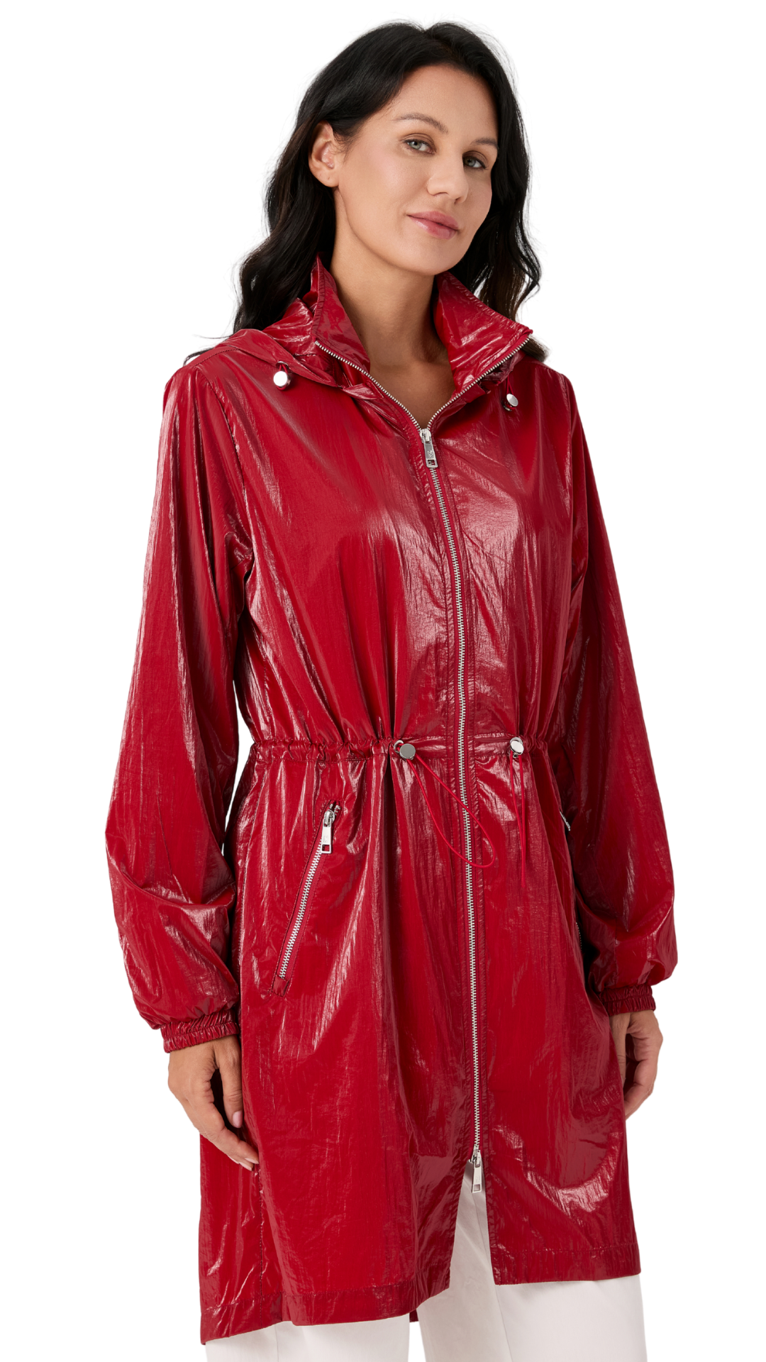 Zip Front Waterproof Red Spring Rain Jacket. Style NIKJS6016-504