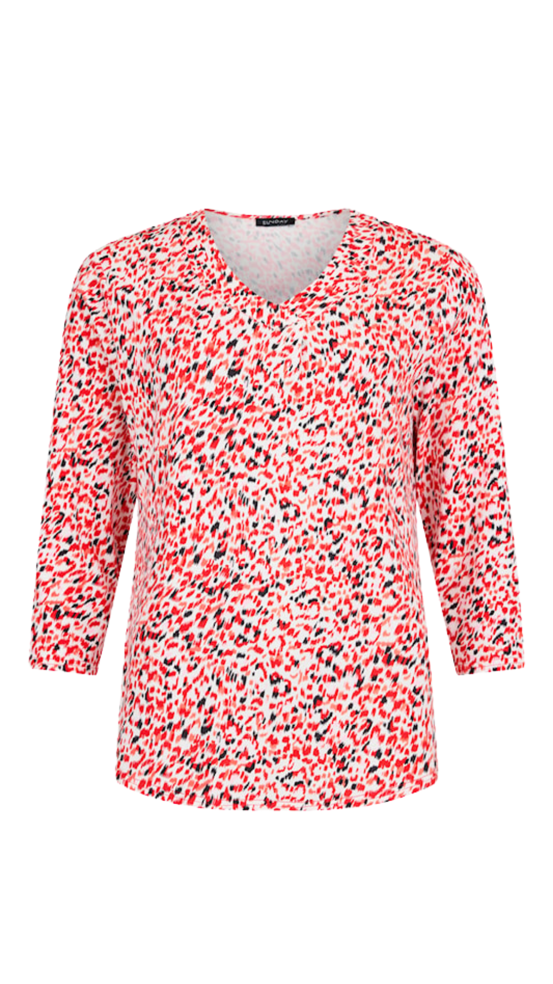 Cross Over V-Neck 3/4 Sleeve Abstract Print Top. Style SUN6121